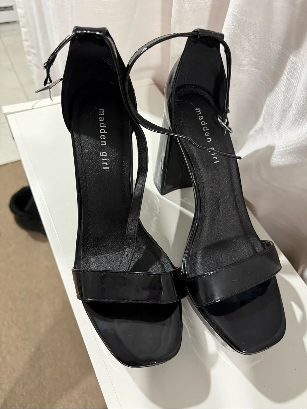 Madden Girl Black Patent Platform Heels